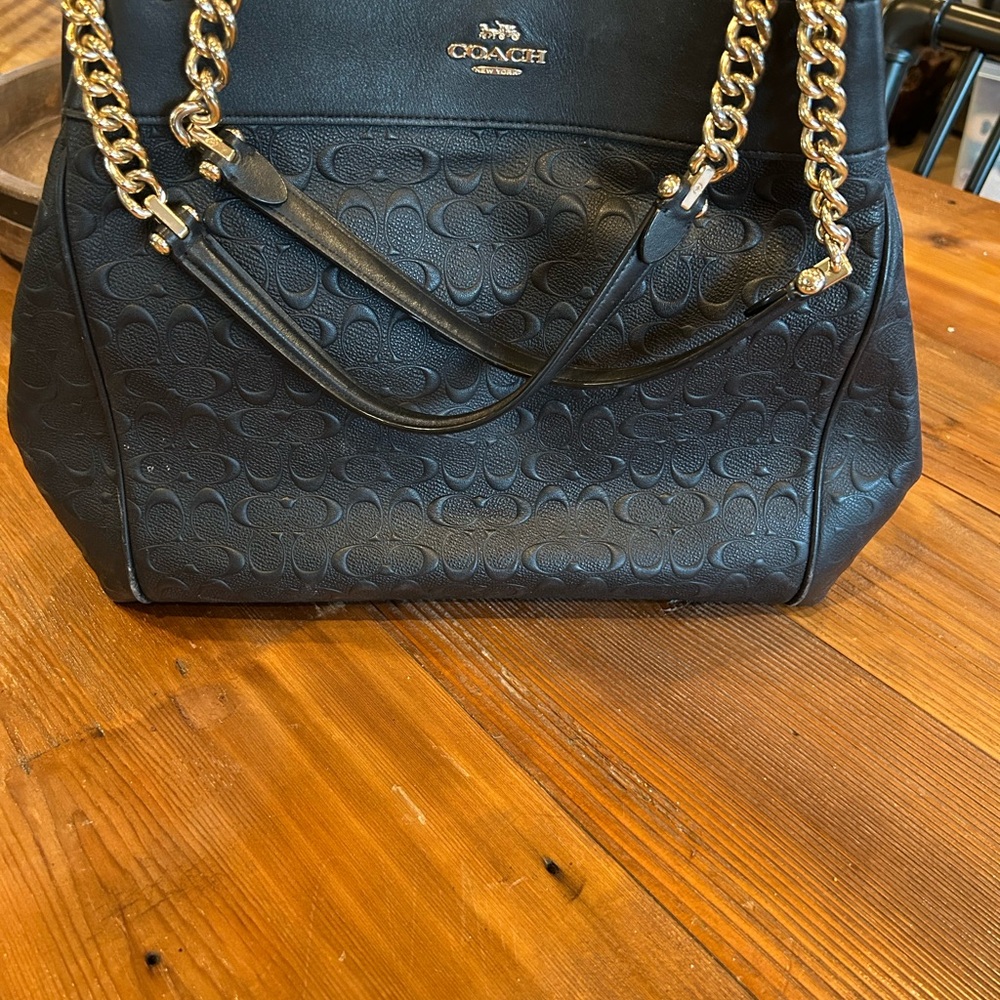 Coach Black Embossed Leather Tote